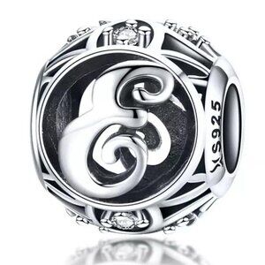 925 Sterling Silver Charm E